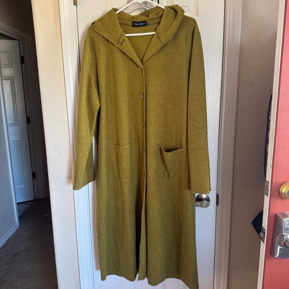 Bella Blue Olive Green Wool Sweater Sz l/xl